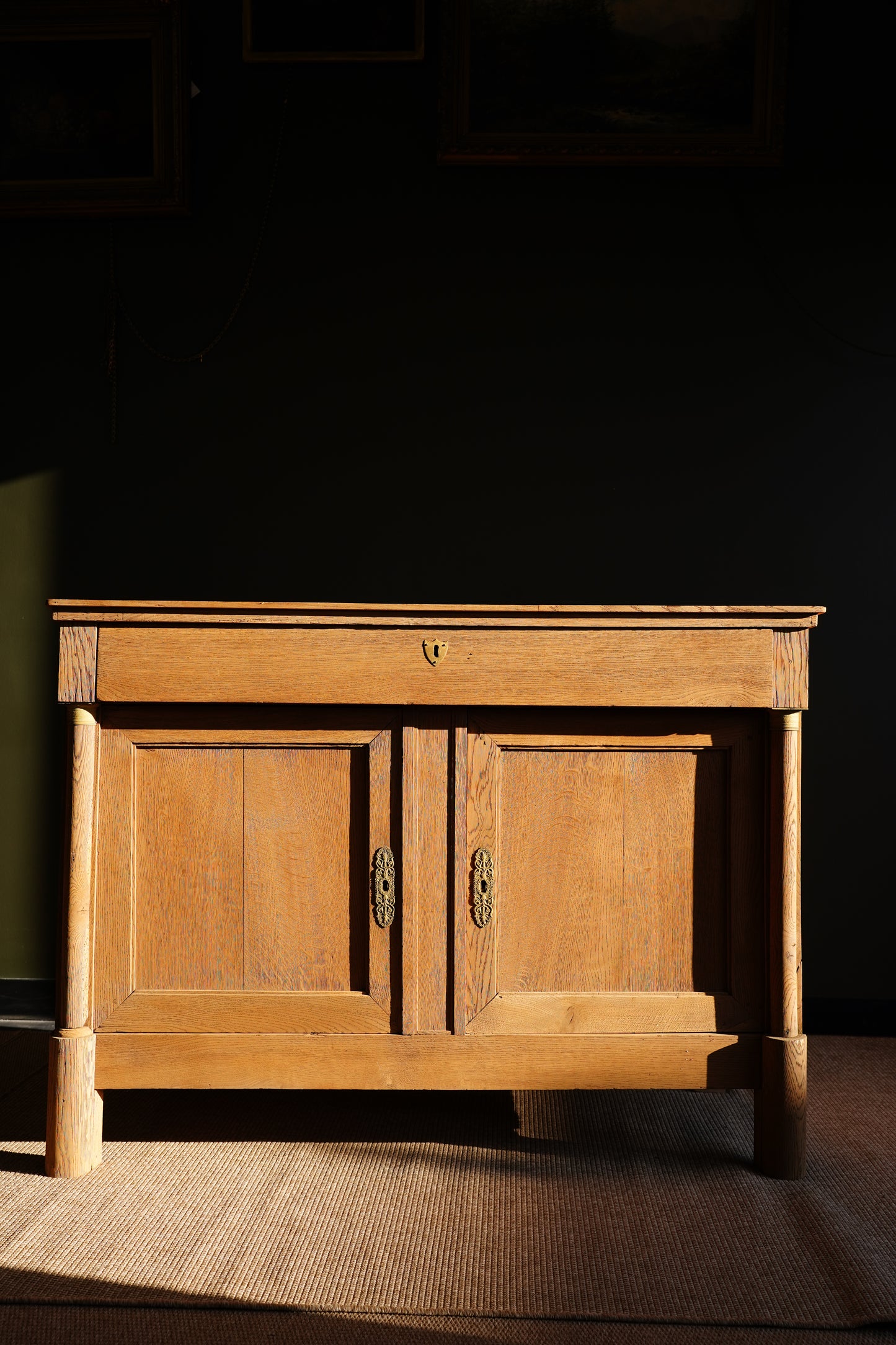 Antique French Sandblasted Oak Empire Buffet