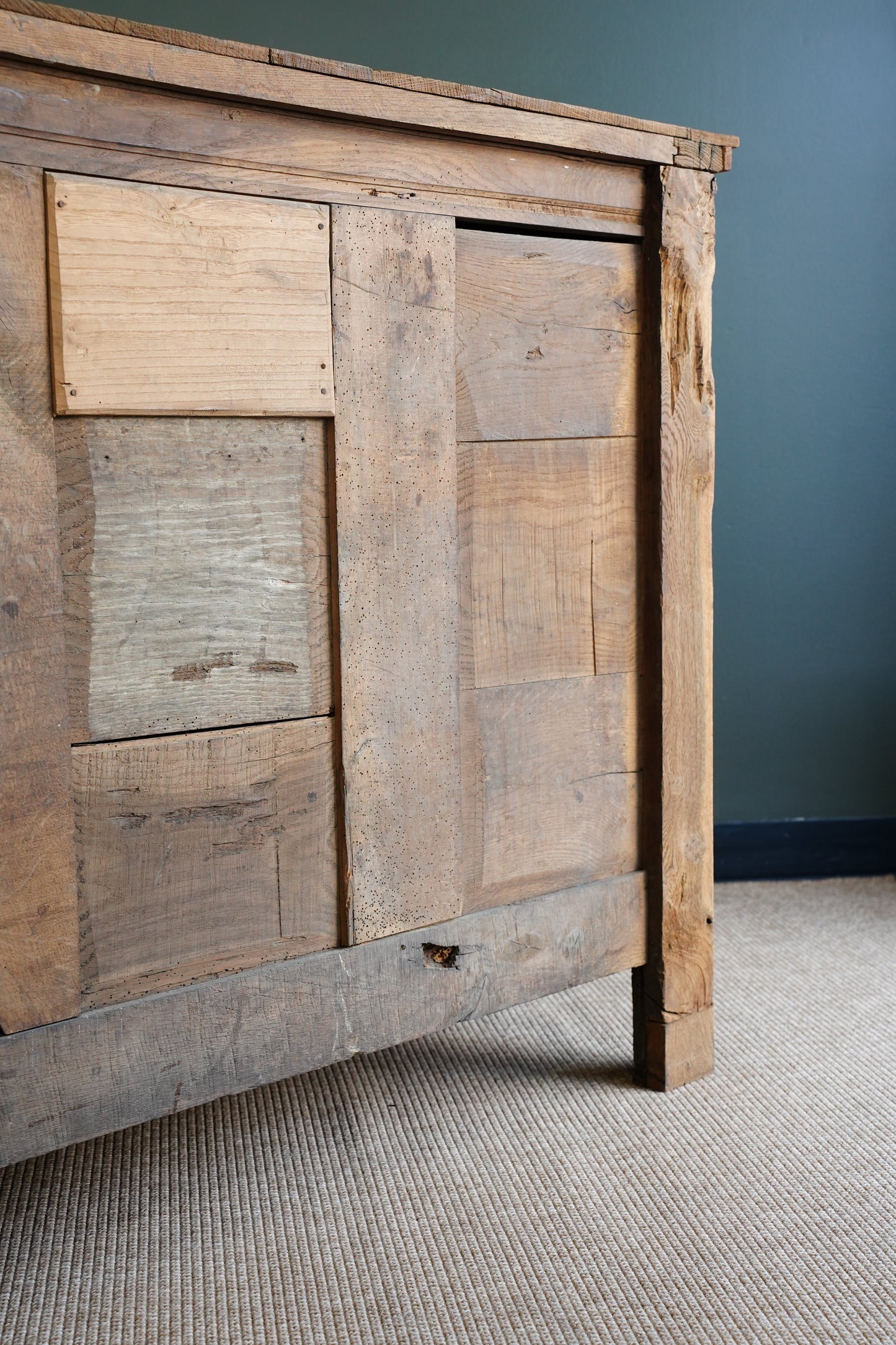 Antique French Sandblasted Oak Empire Buffet