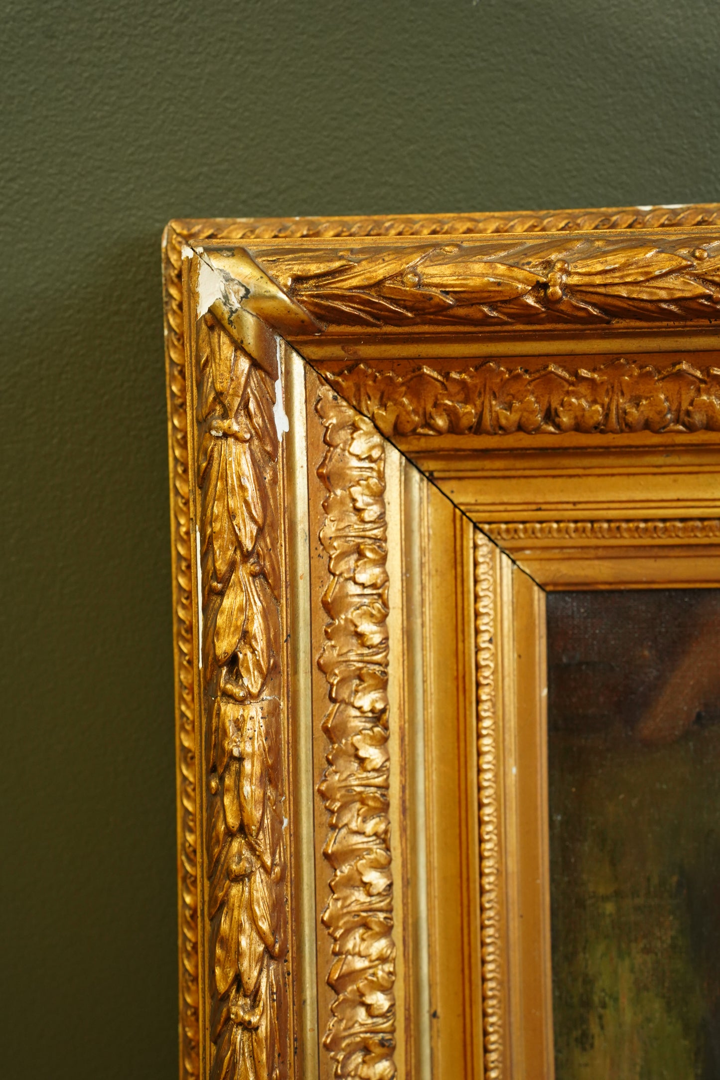Antique Belgian Interior Oil Painting