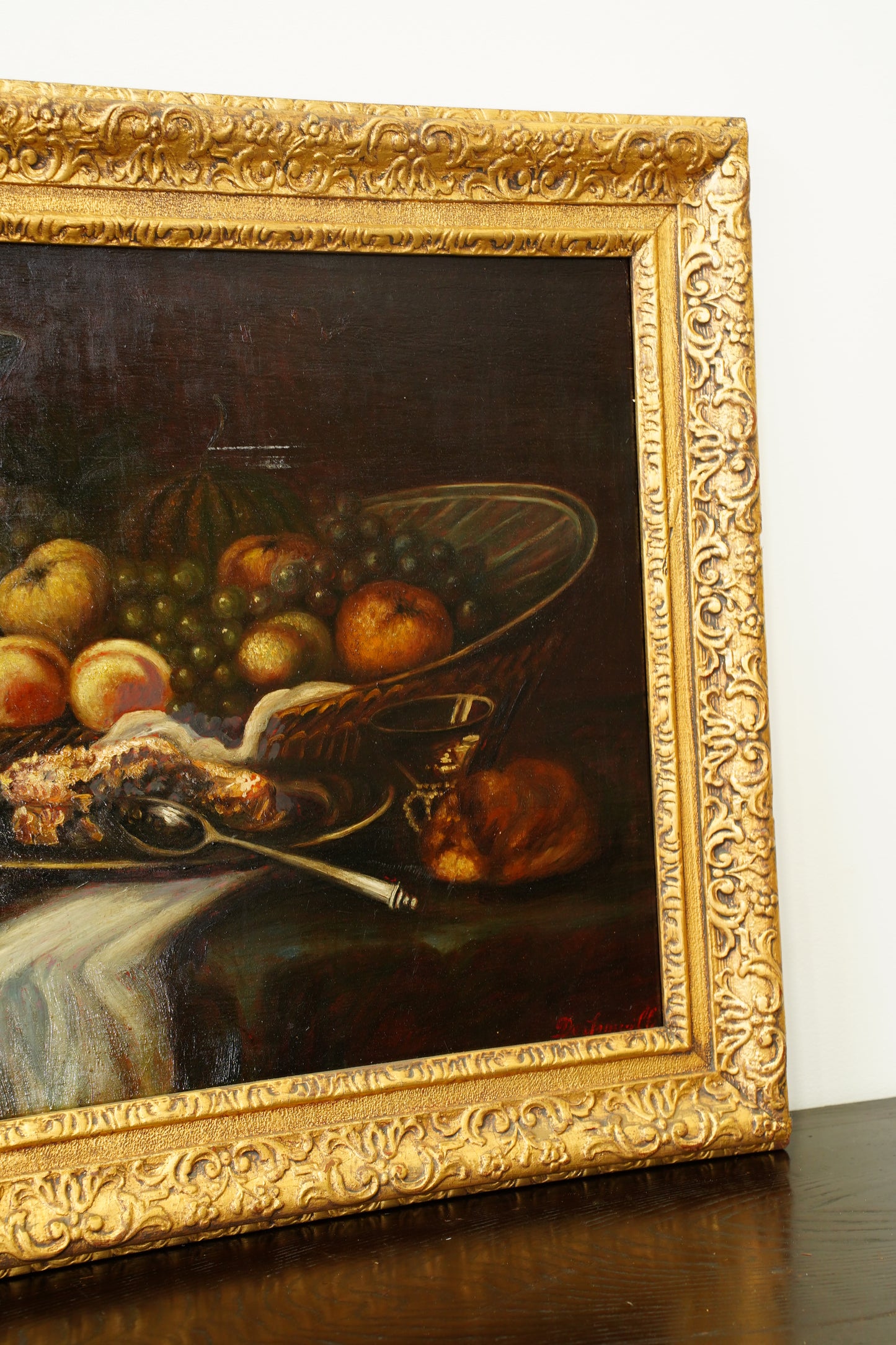 Antique Still Life Oil Painting, Fruit and Langoustine, Circa 1900