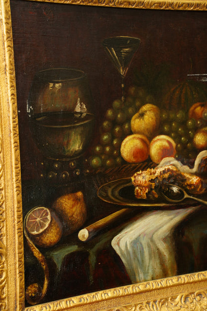 Antique Still Life Oil Painting, Fruit and Langoustine, Circa 1900