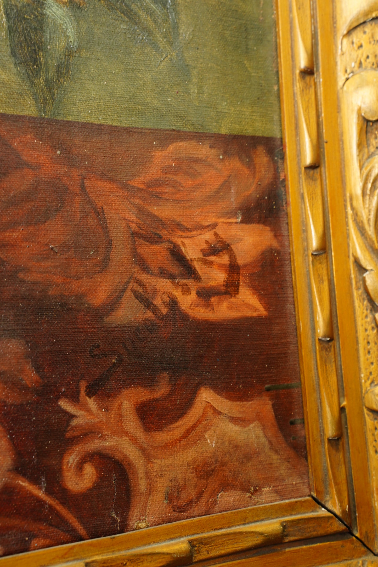 Antique European Peony Oil Painting, Circa 1900
