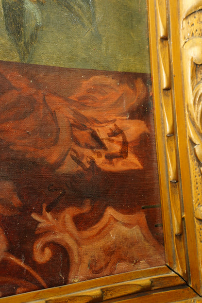 Antique European Peony Oil Painting, Circa 1900