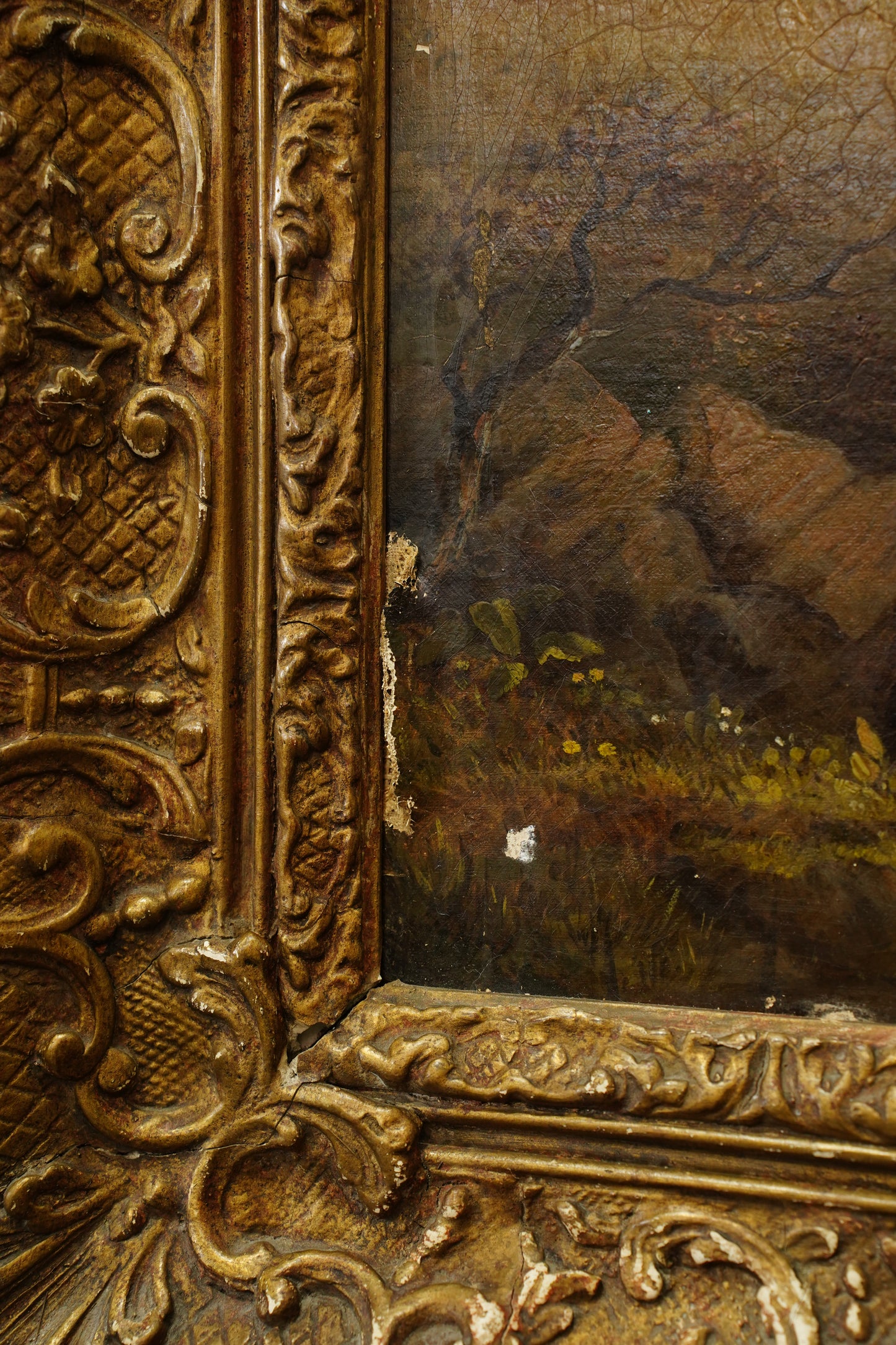 Antique British Cow Oil Painting Lake Landscape, Circa 1875