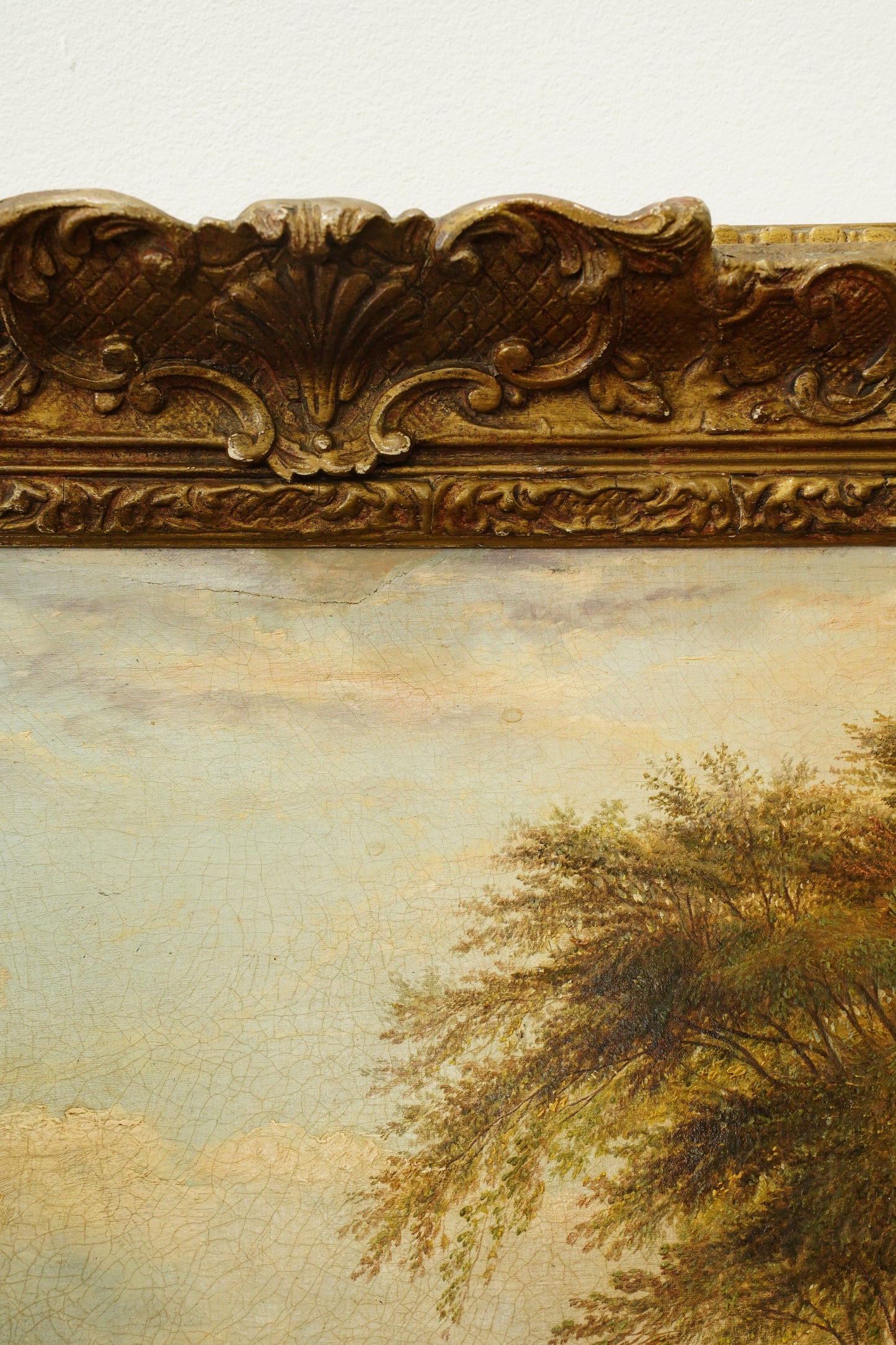 Antique British Cow Oil Painting Lake Landscape, Circa 1875
