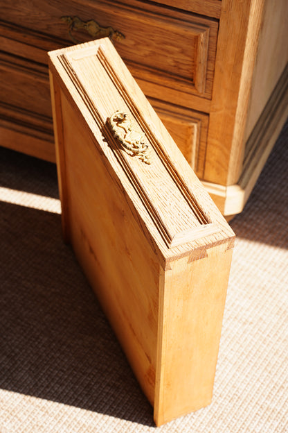 Vintage Sandblasted Oak Commode with White Marble Top