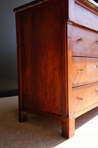 Antique French Empire Walnut Commode with Marble Top