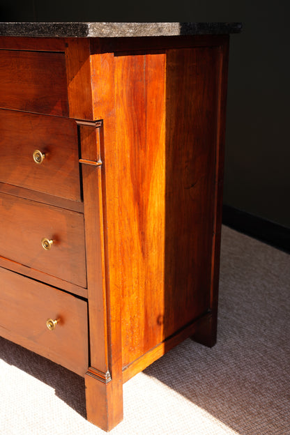 Antique French Empire Walnut Commode with Marble Top