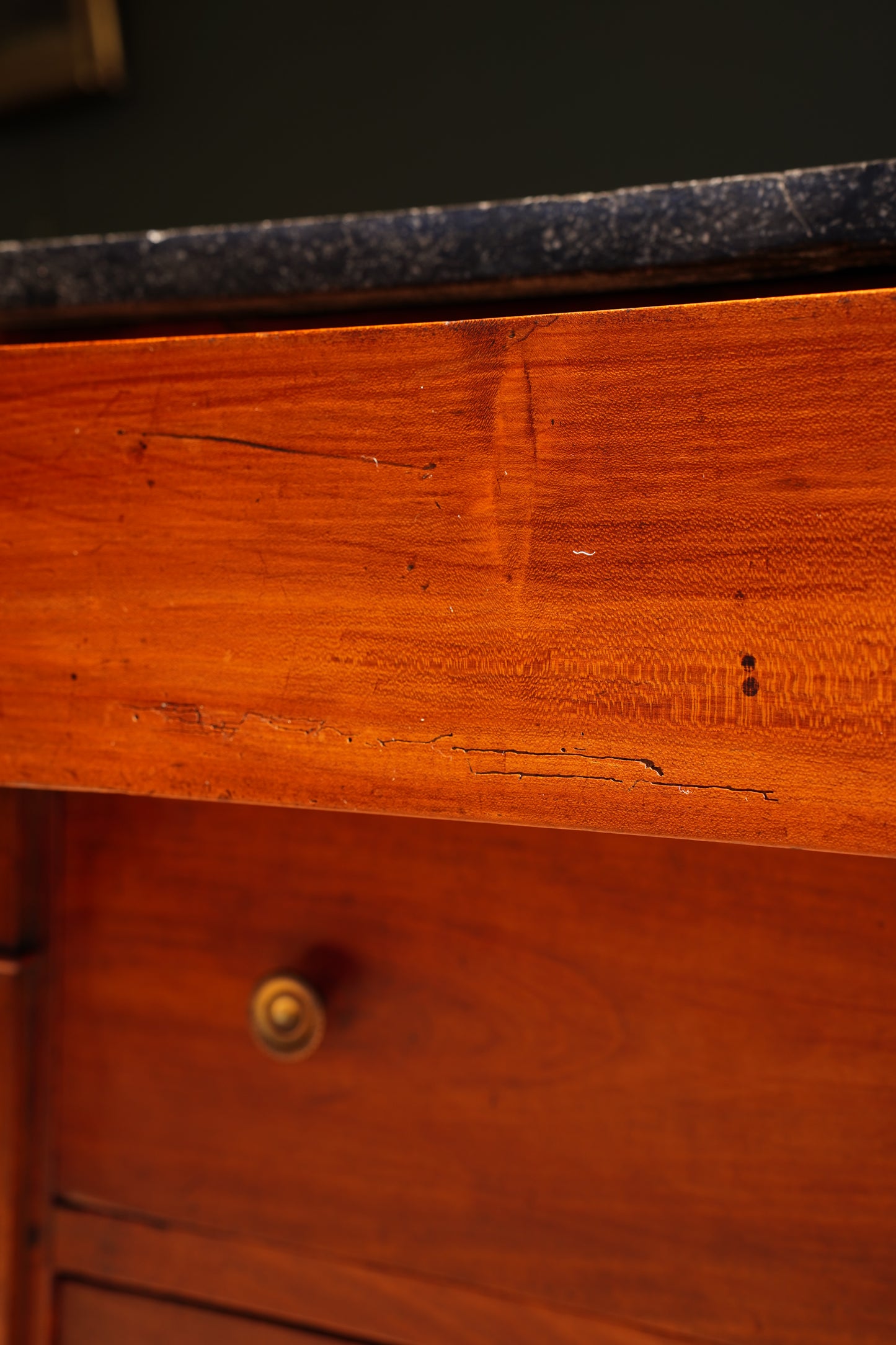 Antique French Empire Walnut Commode with Marble Top