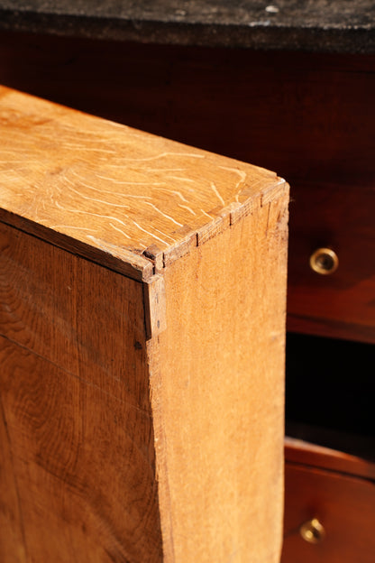 Antique French Empire Walnut Commode with Marble Top
