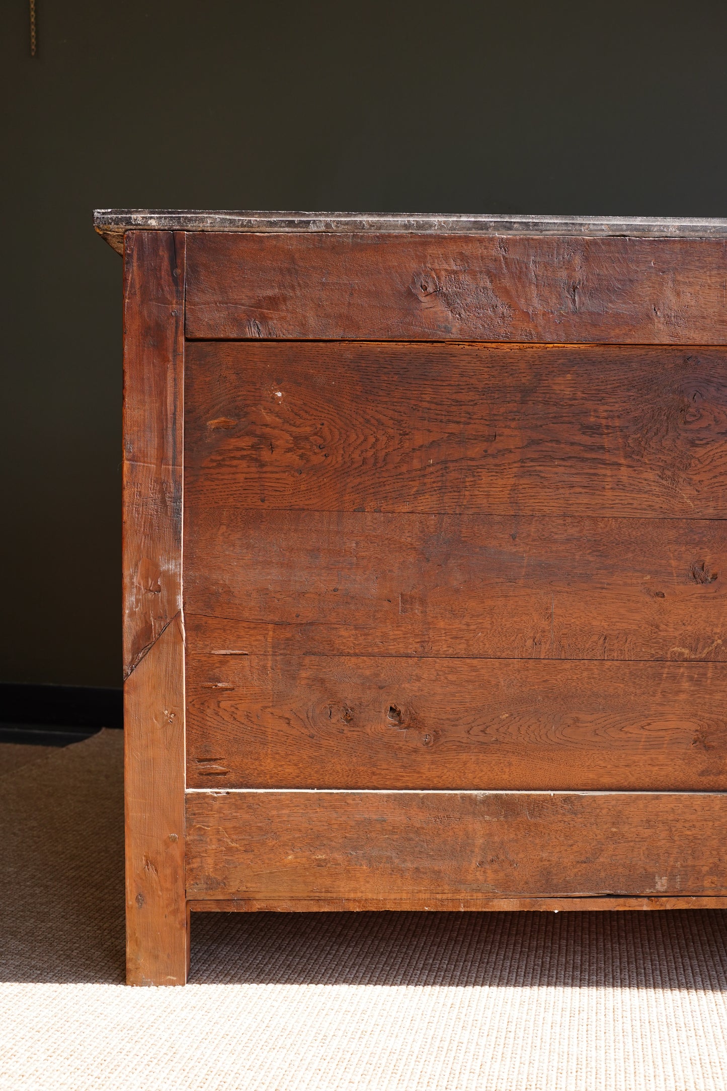 Antique French Empire Walnut Commode with Marble Top