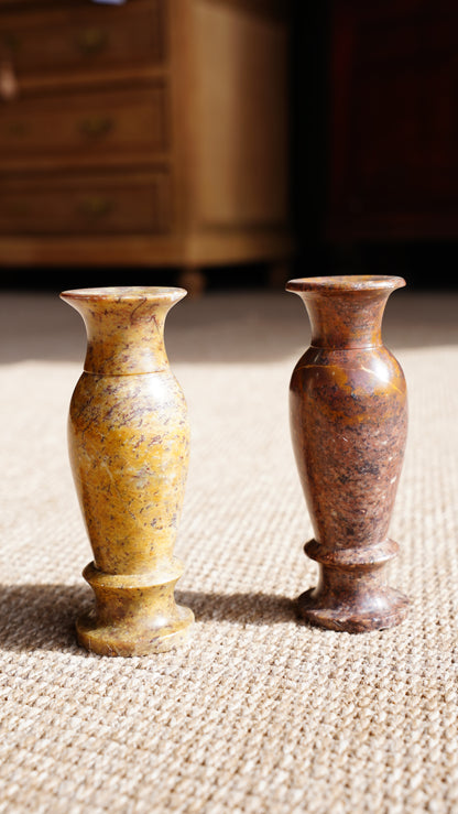 Pair of Vintage Small Marble Vases