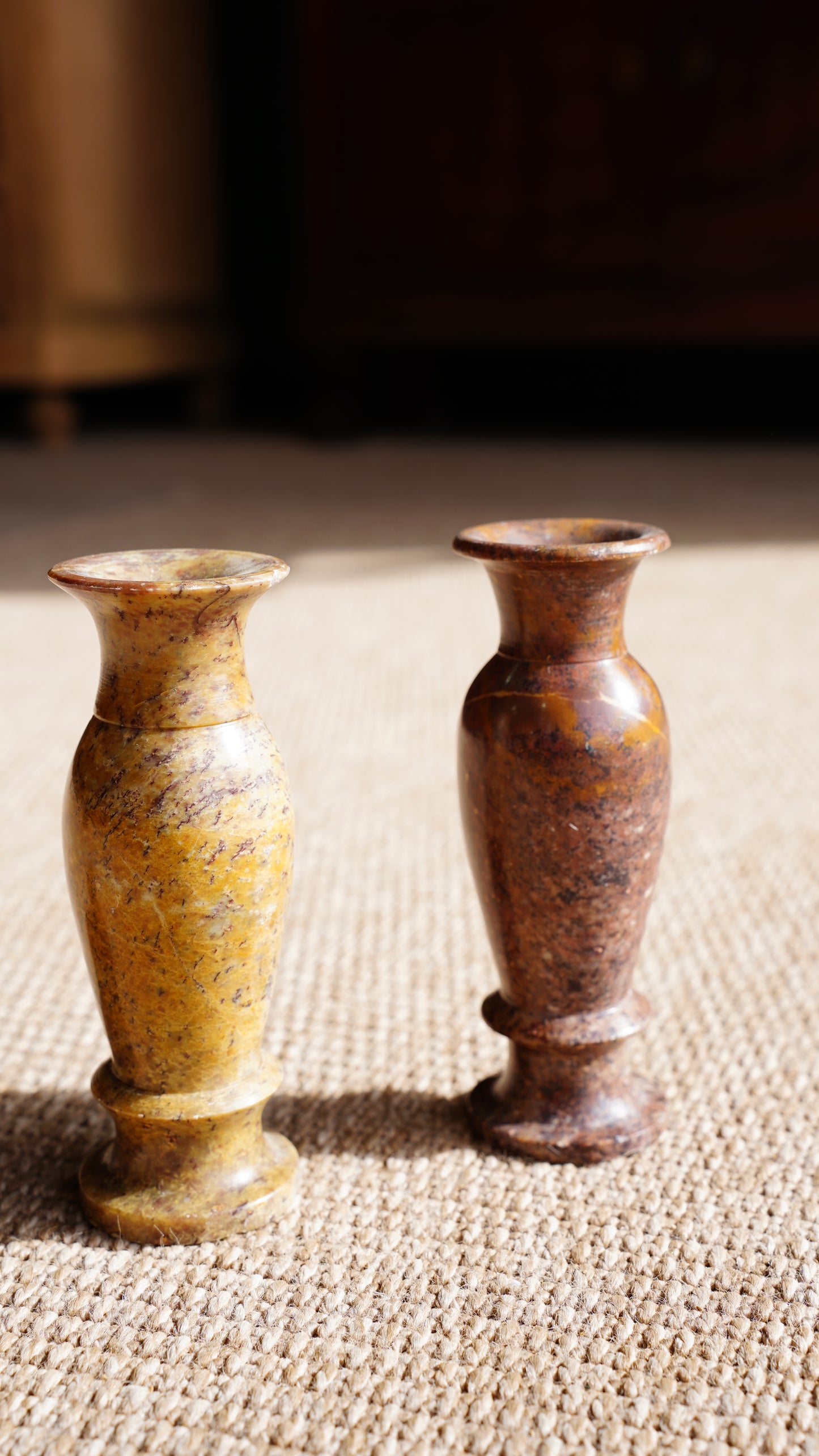 Pair of Vintage Small Marble Vases