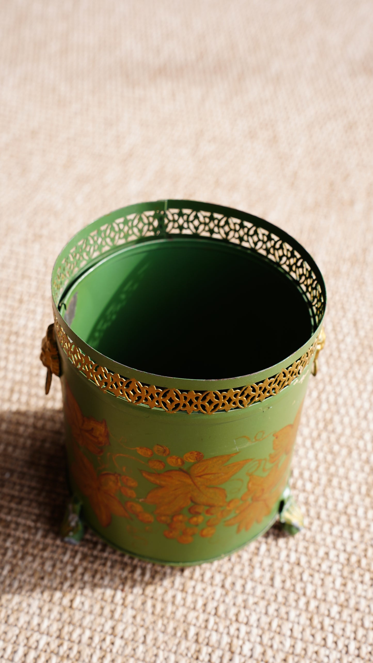 Vintage Hand-Painted Tole Planter, Small