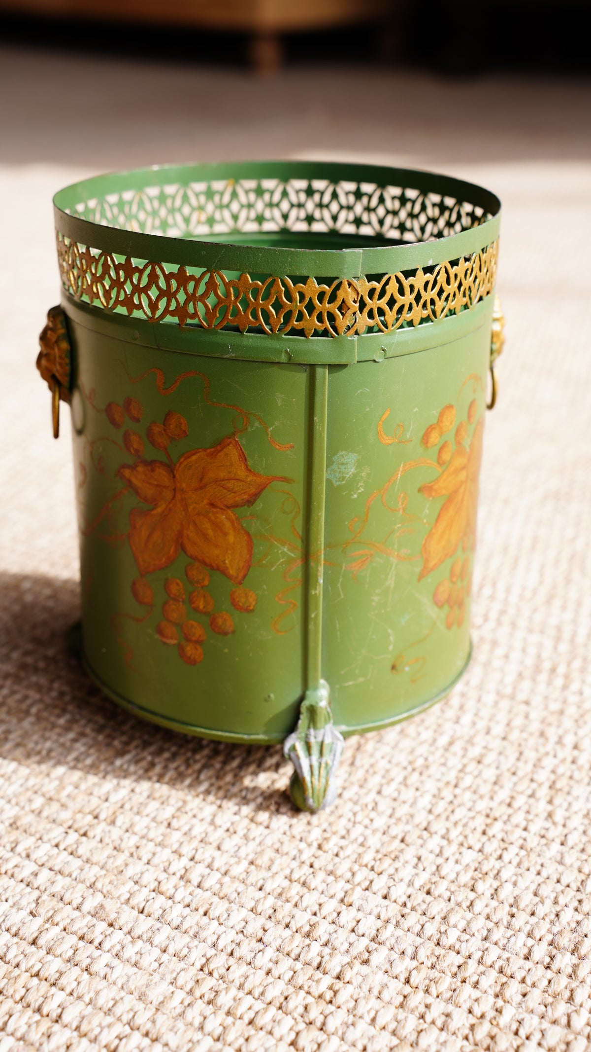 Vintage Hand-Painted Tole Planter, Small