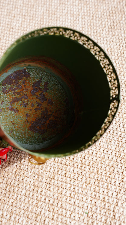 Vintage Hand-Painted Tole Planter, Small