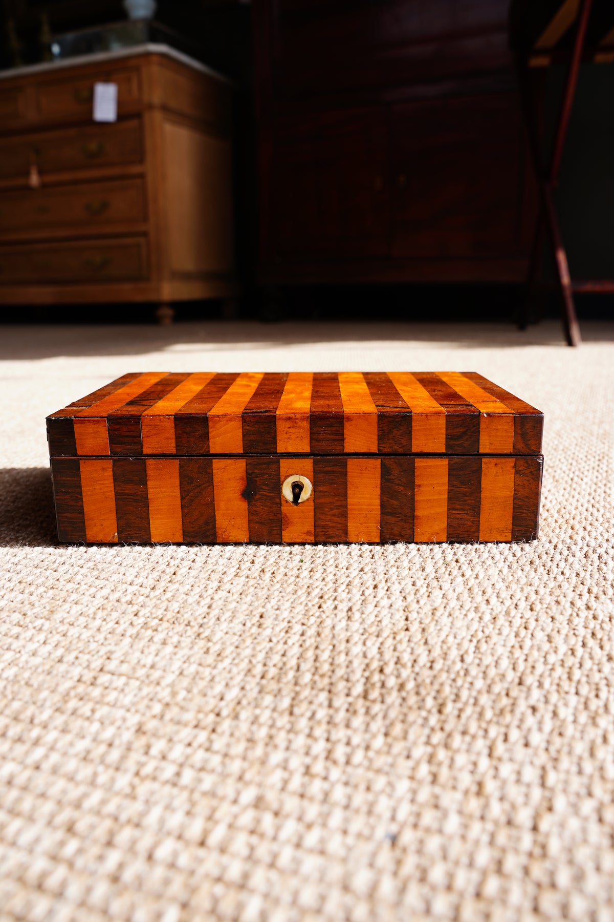 Antique Victorian Rosewood & Satinwood Striped Lap Desk