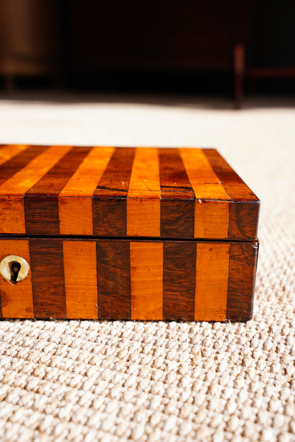 Antique Victorian Rosewood & Satinwood Striped Lap Desk