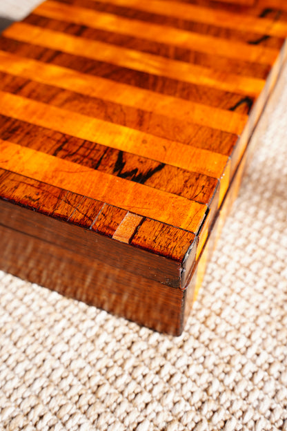 Antique Victorian Rosewood & Satinwood Striped Lap Desk
