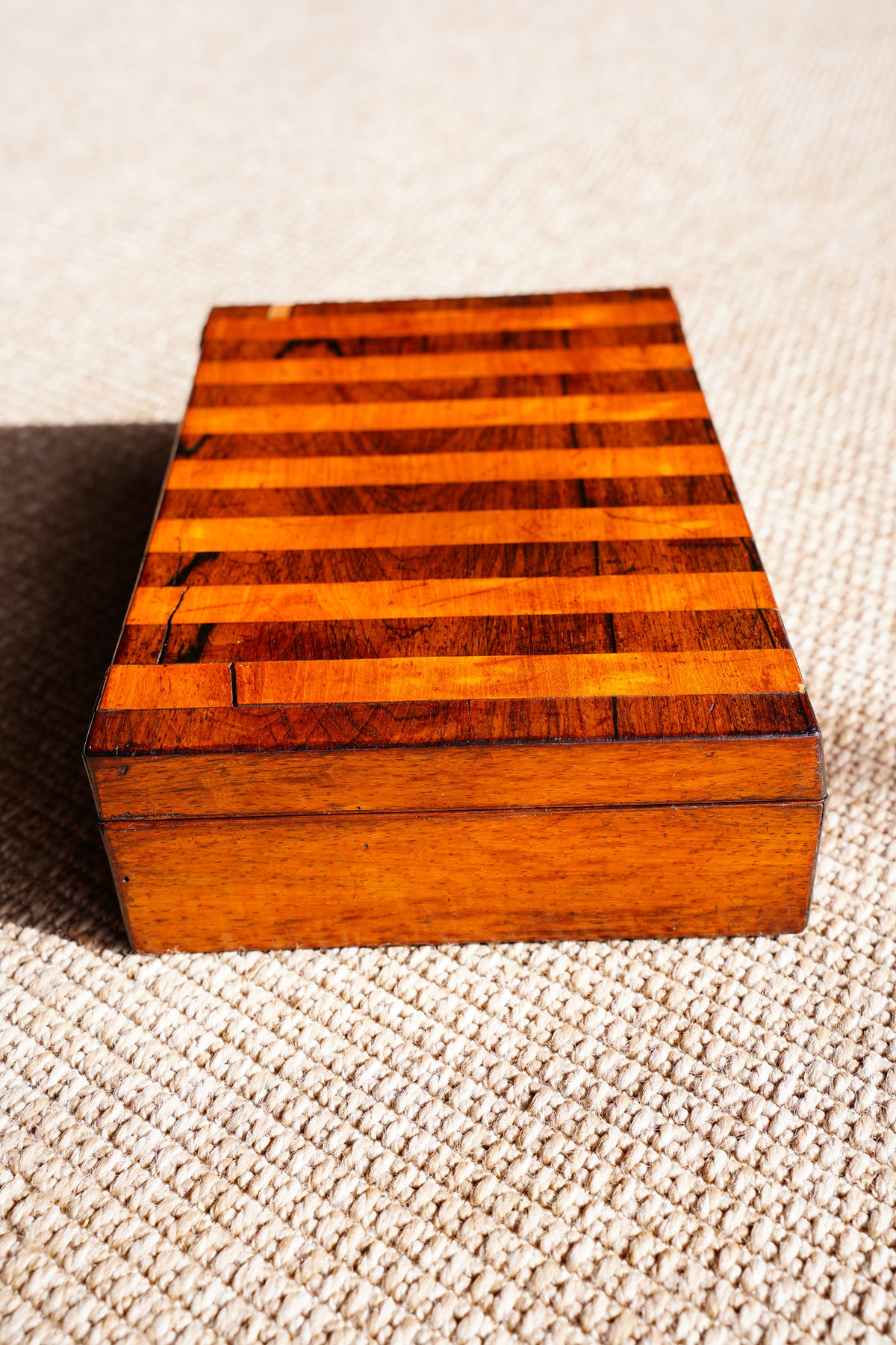 Antique Victorian Rosewood & Satinwood Striped Lap Desk