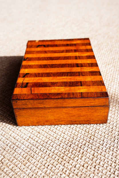 Antique Victorian Rosewood & Satinwood Striped Lap Desk
