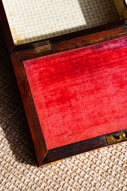 Antique Victorian Rosewood & Satinwood Striped Lap Desk