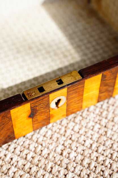Antique Victorian Rosewood & Satinwood Striped Lap Desk