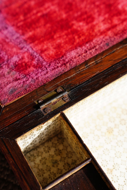 Antique Victorian Rosewood & Satinwood Striped Lap Desk