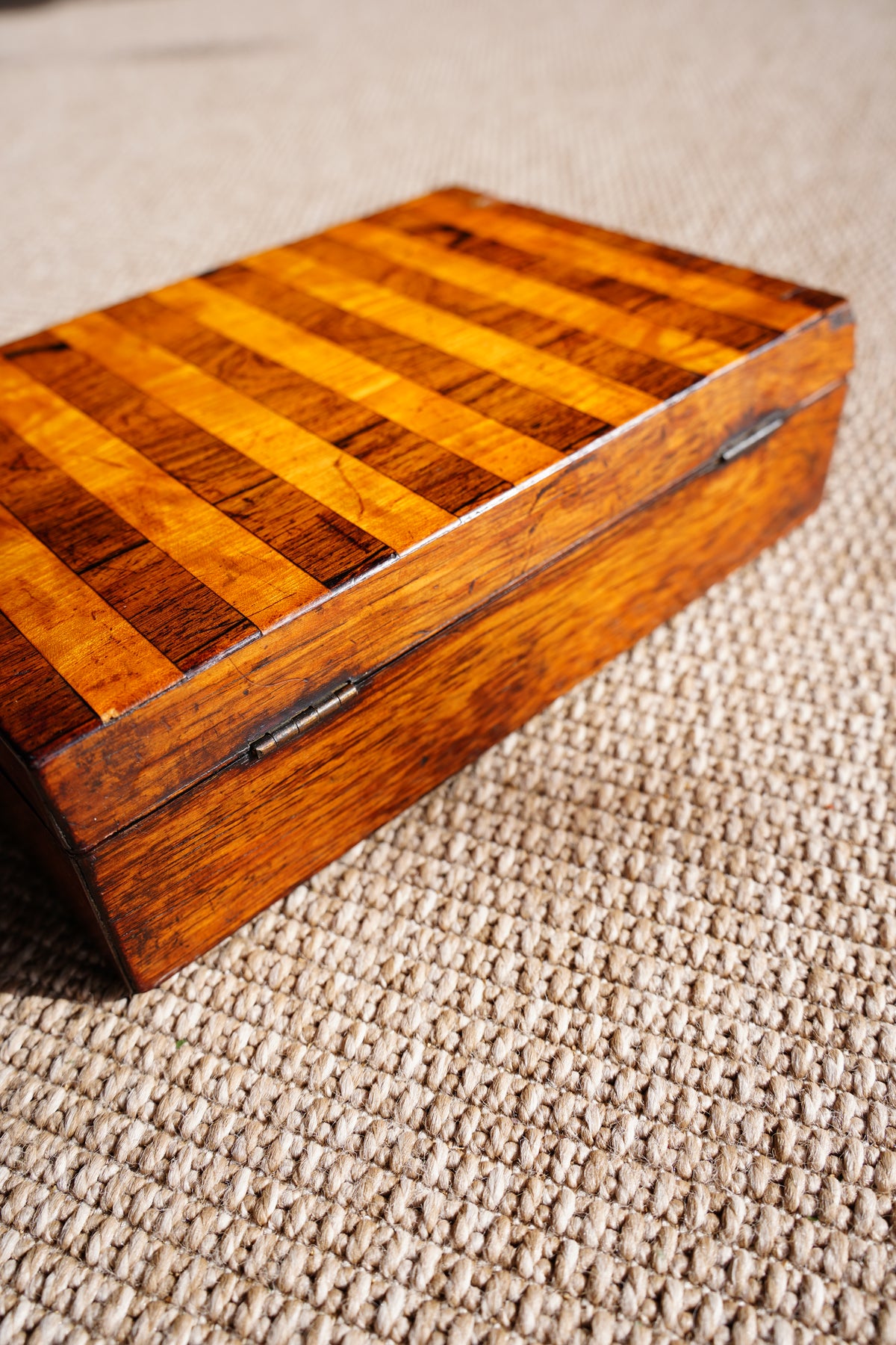 Antique Victorian Rosewood & Satinwood Striped Lap Desk
