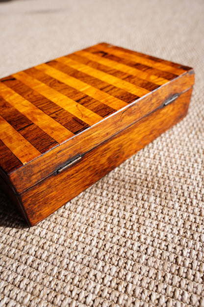 Antique Victorian Rosewood & Satinwood Striped Lap Desk