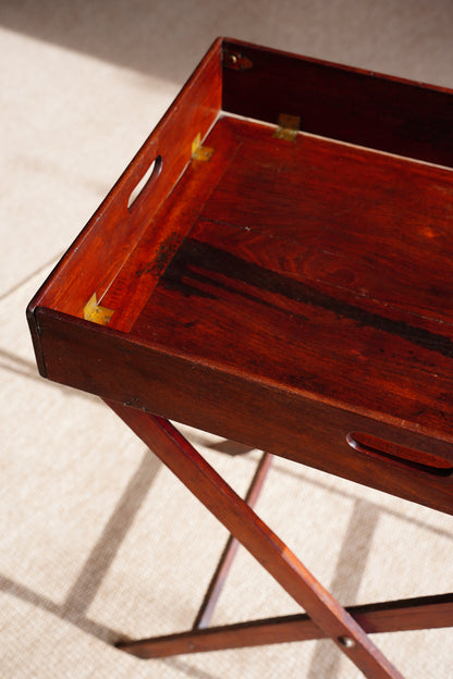 Antique English Campaign Mahogany Butlers Tray Table