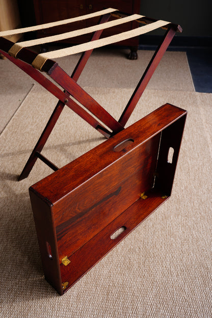Antique English Campaign Mahogany Butlers Tray Table