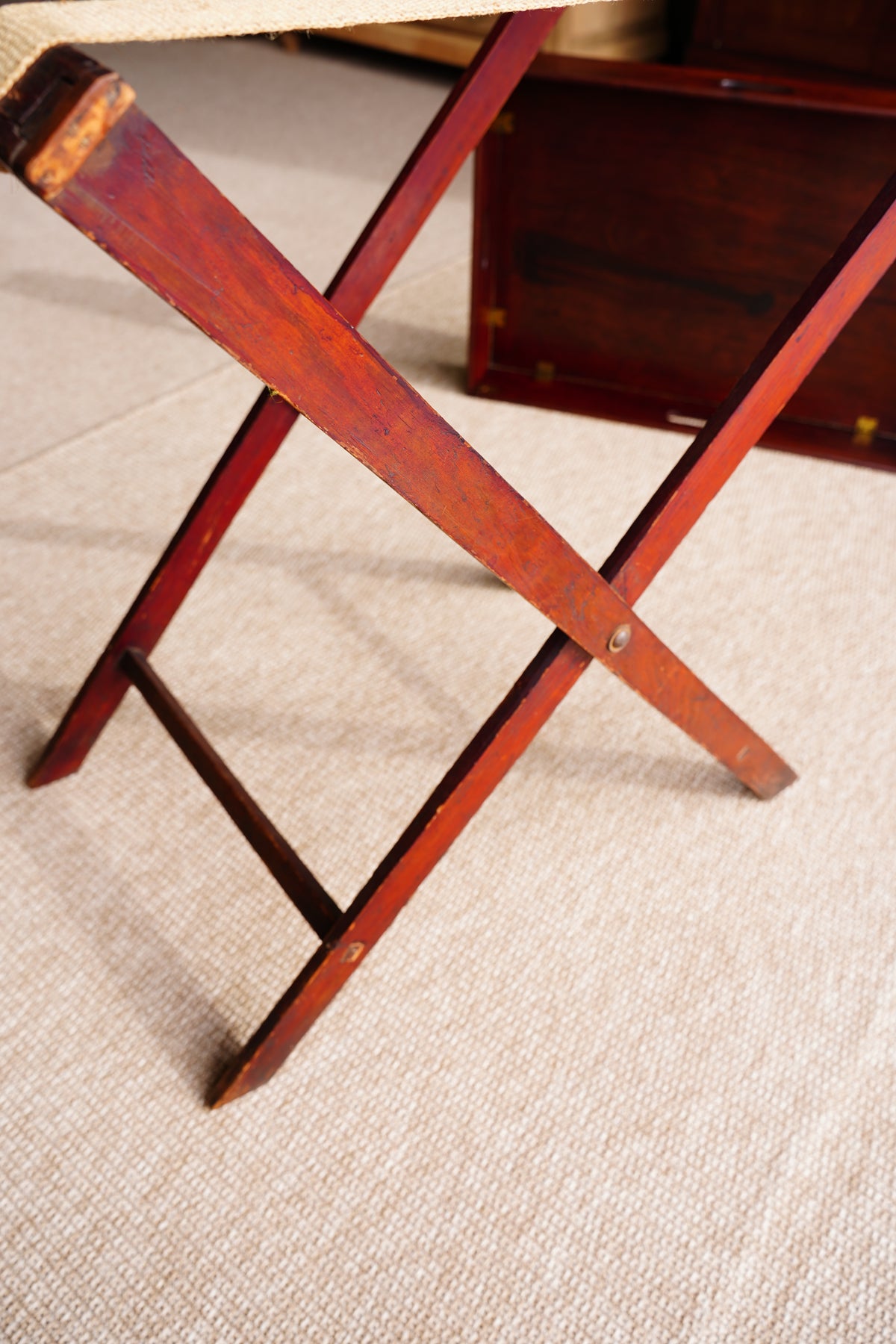 Antique English Campaign Mahogany Butlers Tray Table