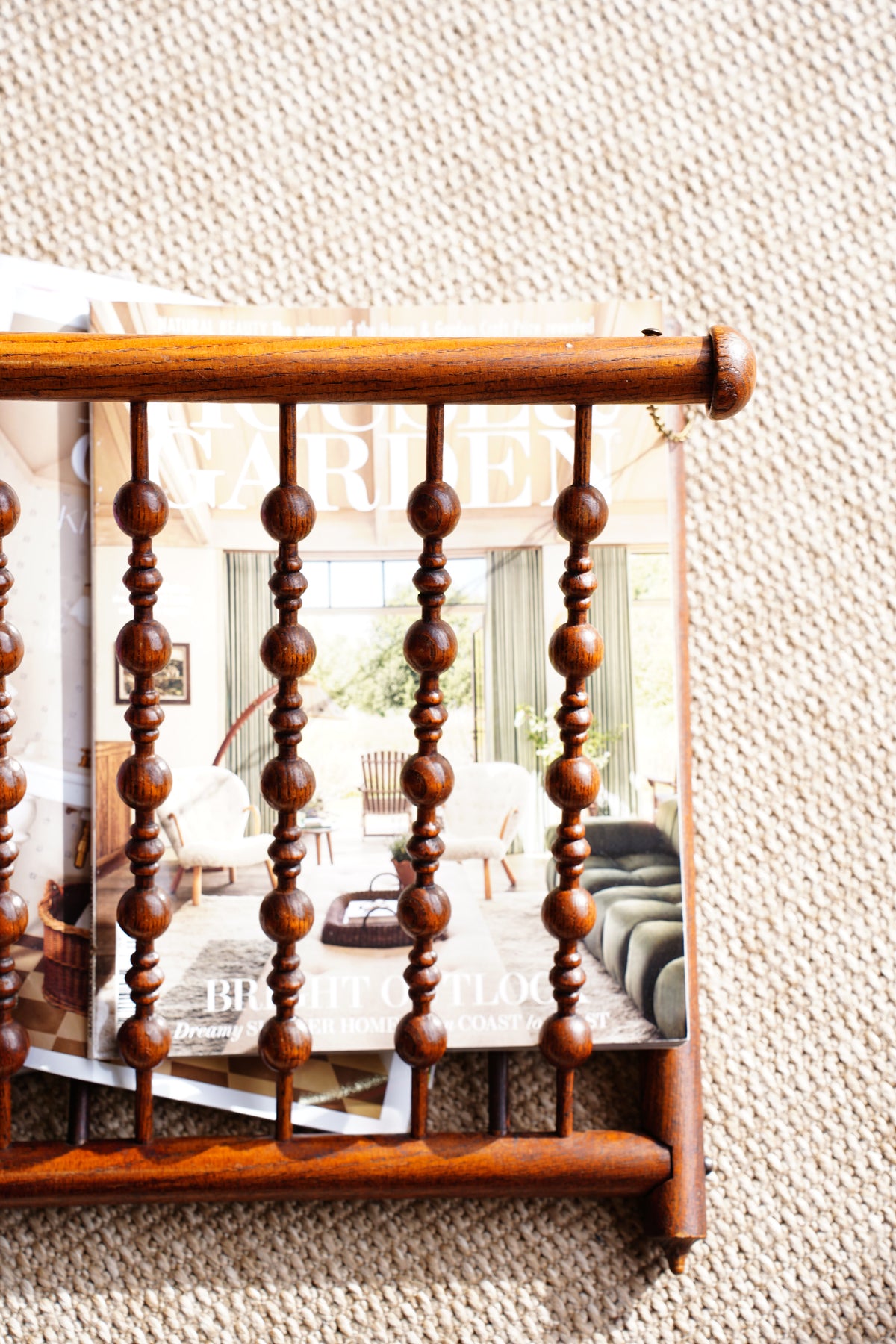 Antique Walnut Folding Wall Magazine Rack