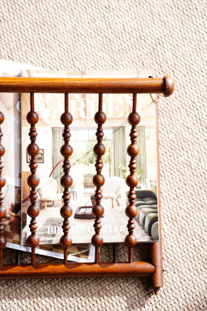 Antique Walnut Folding Wall Magazine Rack