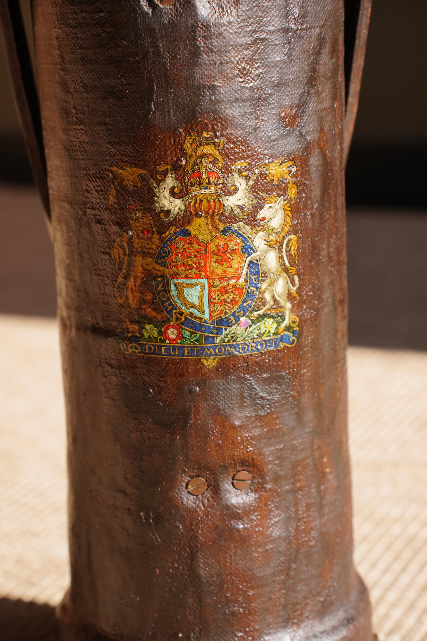 Antique English Leather Cordite Carrier