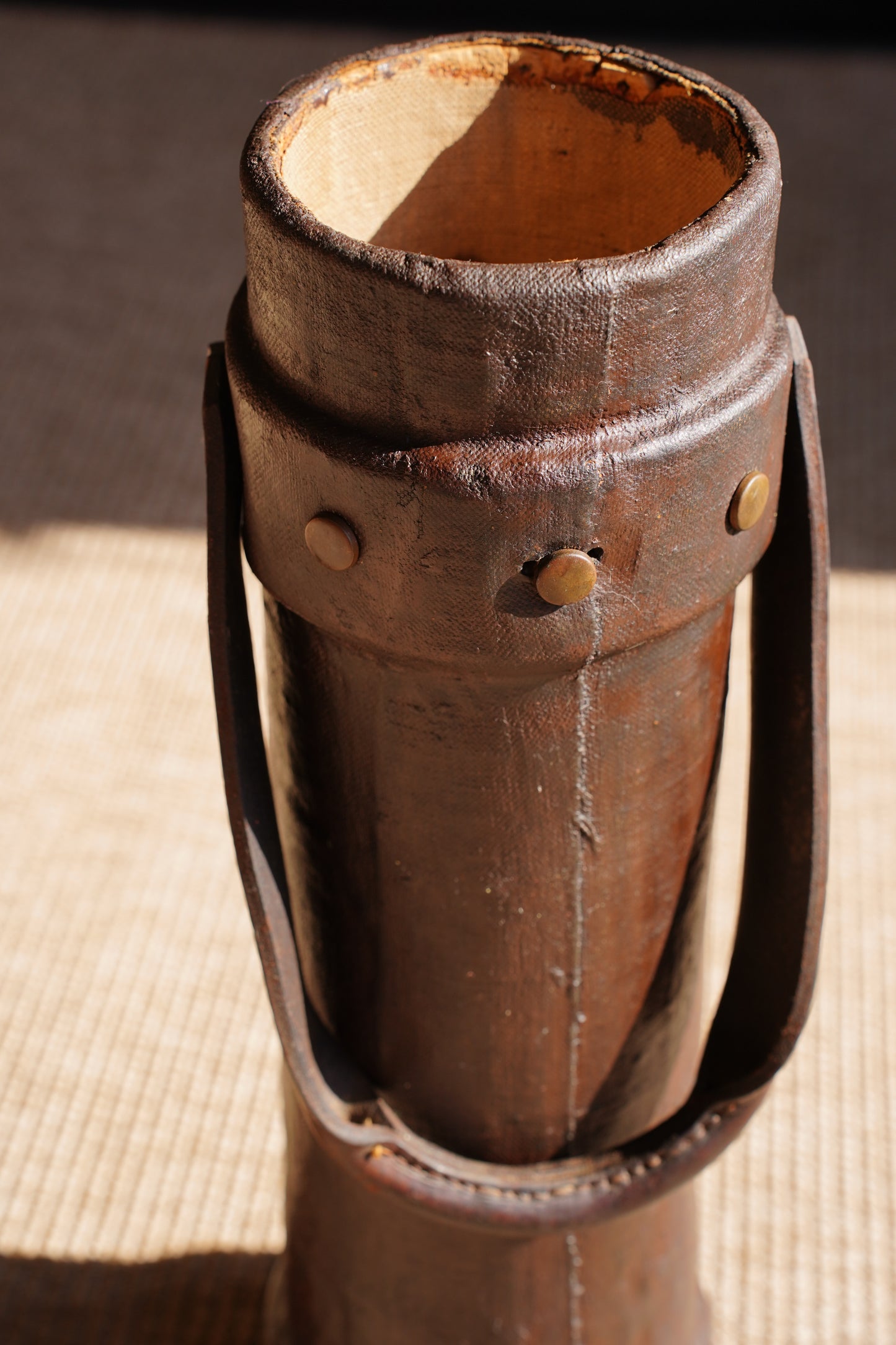 Antique English Leather Cordite Carrier