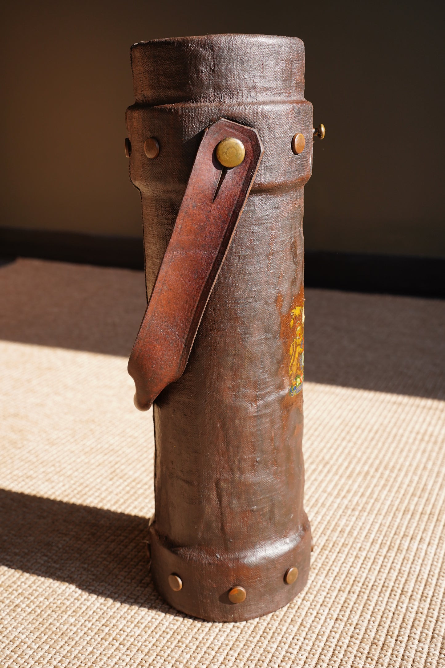 Antique English Leather Cordite Carrier