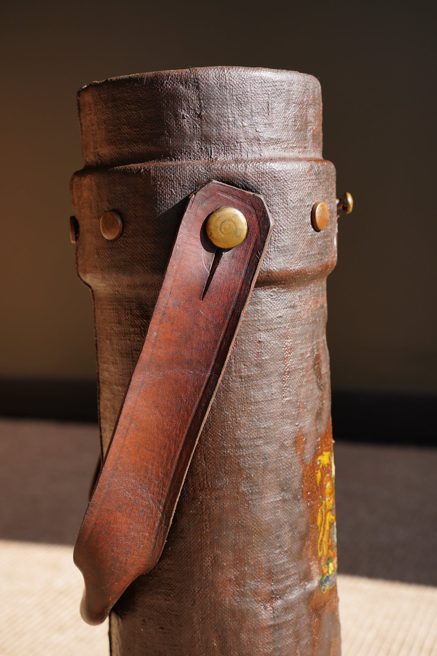 Antique English Leather Cordite Carrier