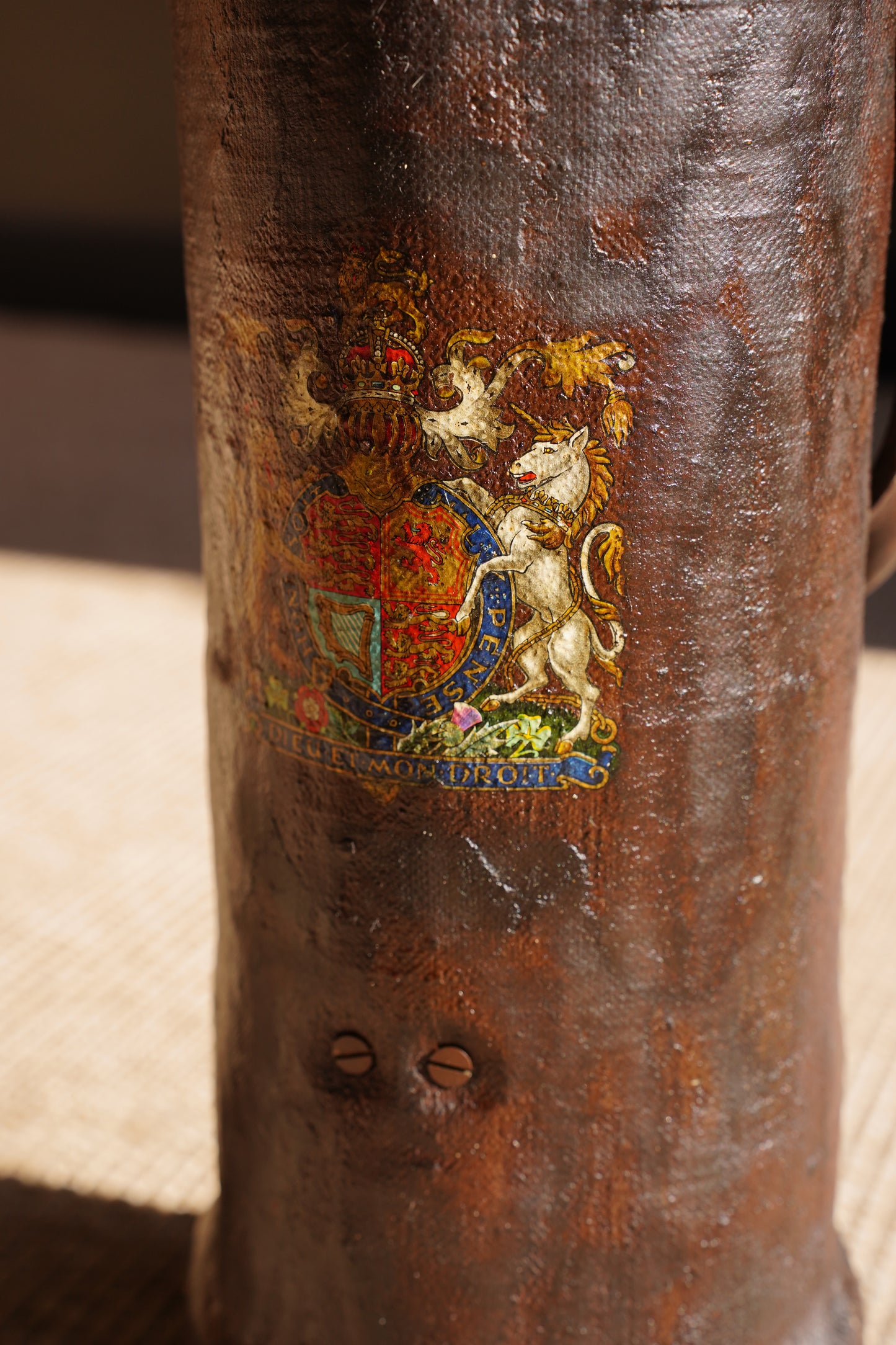 Antique English Leather Cordite Carrier