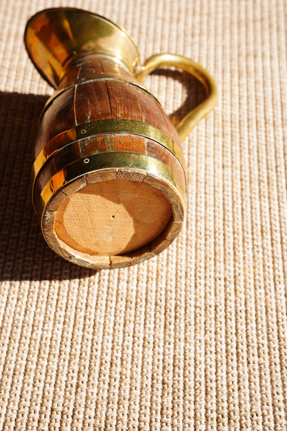 Vintage French Oak and Brass Cider Pitcher