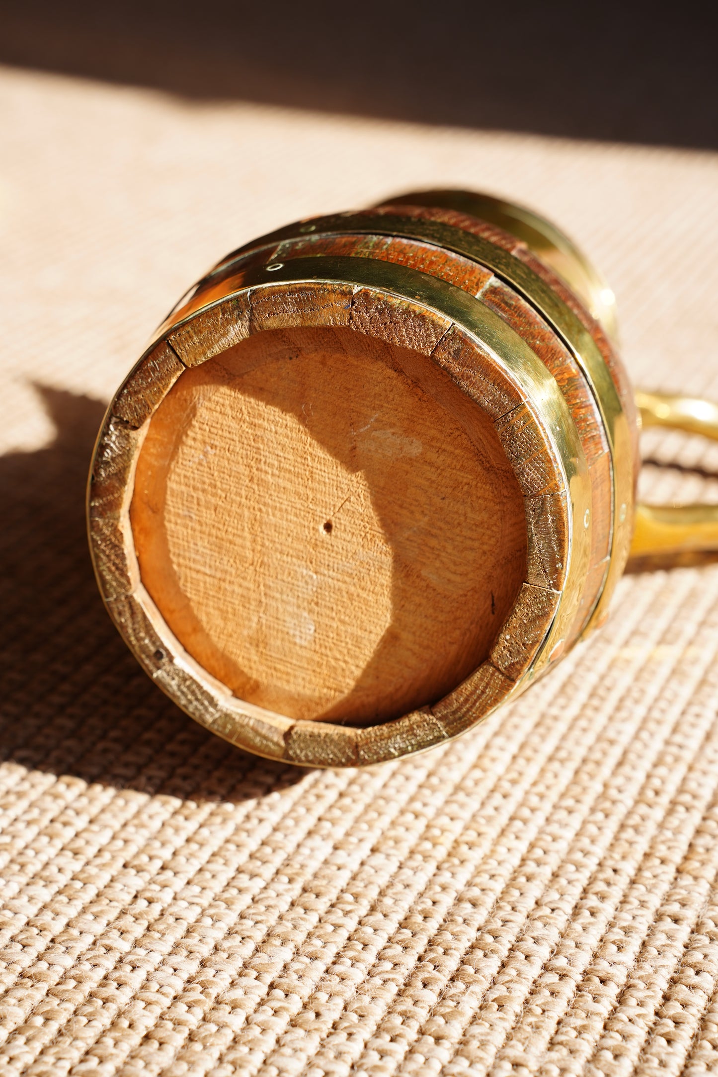 Vintage French Oak and Brass Cider Pitcher