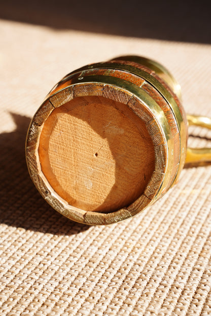Vintage French Oak and Brass Cider Pitcher