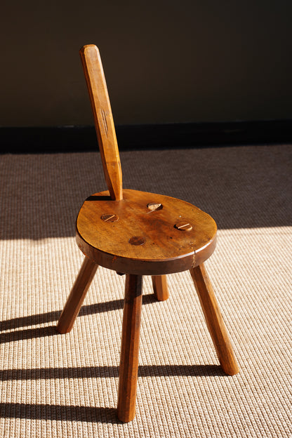 Antique French Folk Art Tripod Chair