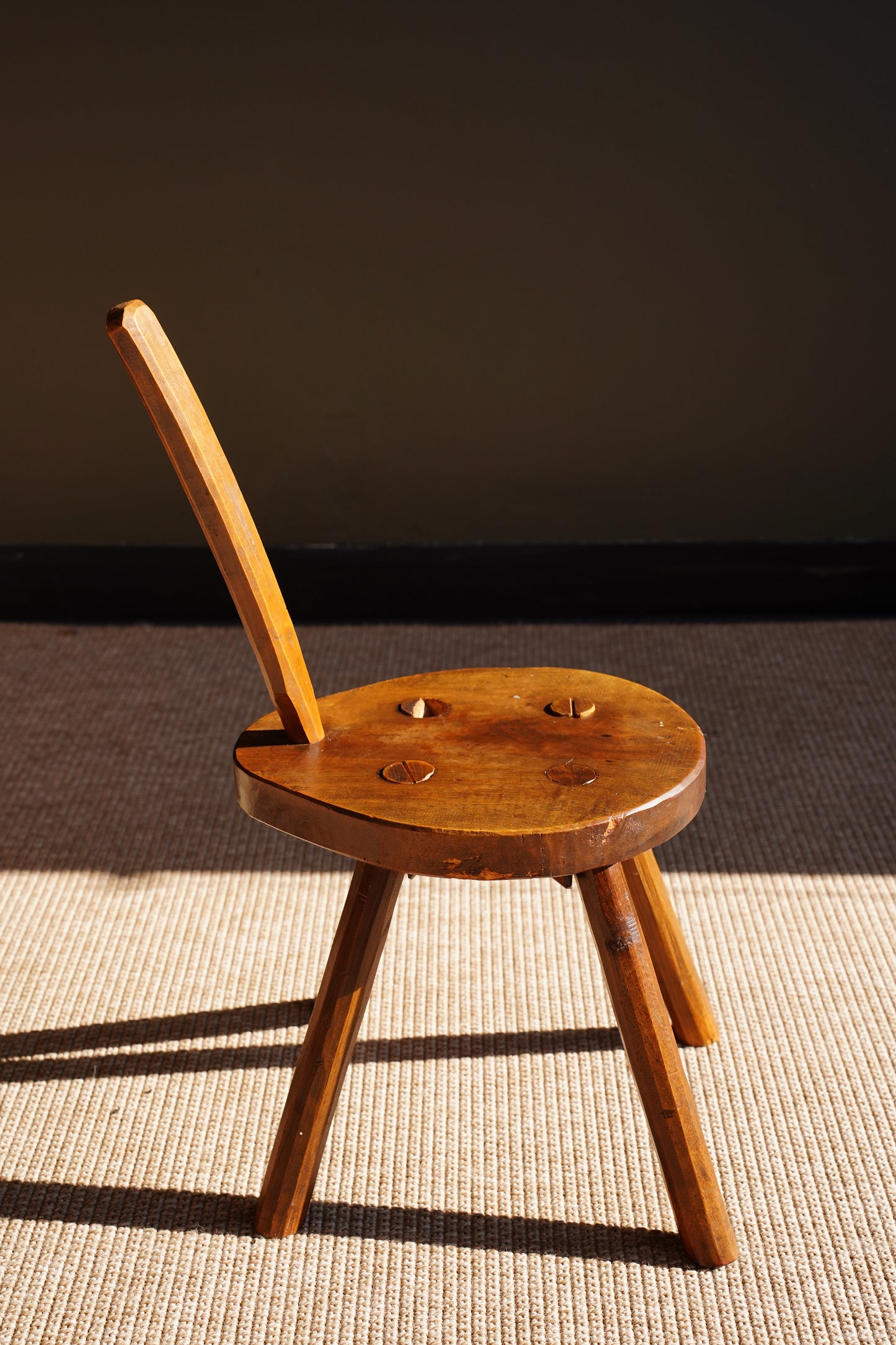 Antique French Folk Art Tripod Chair