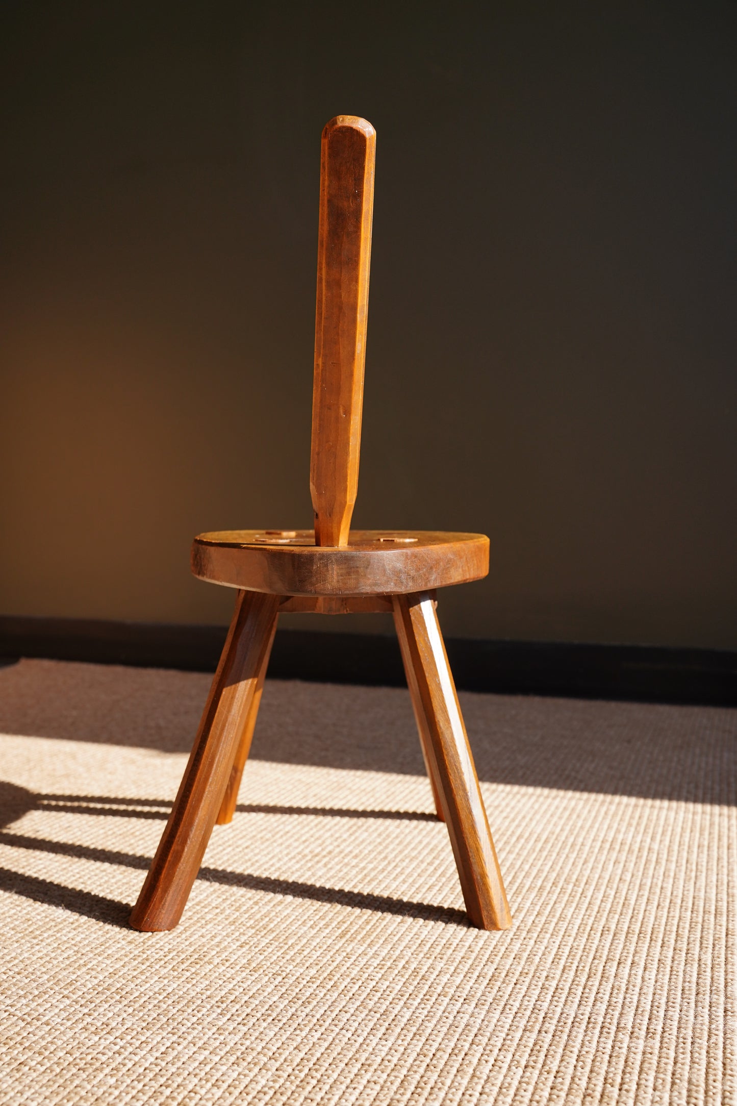 Antique French Folk Art Tripod Chair