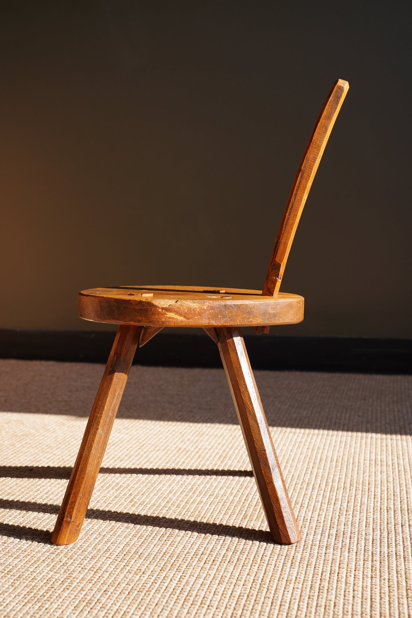 Antique French Folk Art Tripod Chair