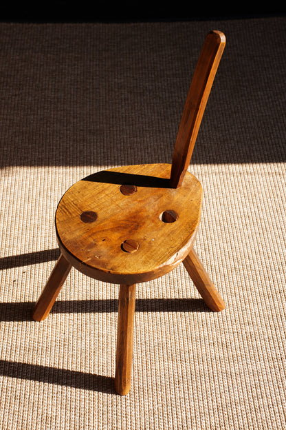 Antique French Folk Art Tripod Chair