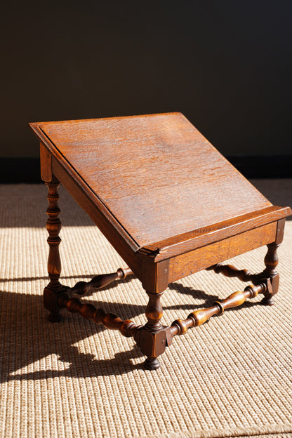 Antique Oak Book Stand, Tabletop Reading Slope, Circa 1900