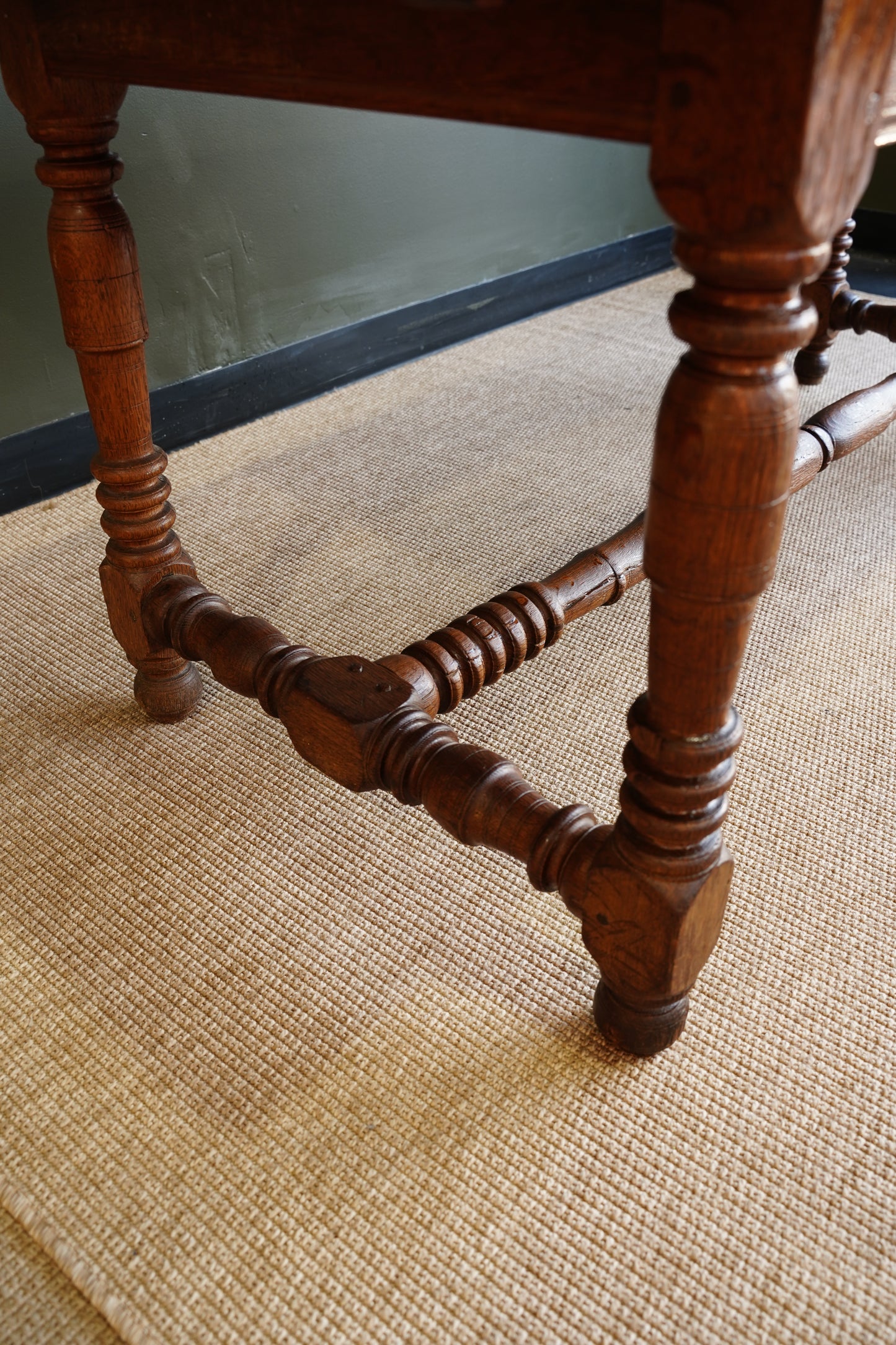 Antique Belgian Louis XIII Oak Side Table